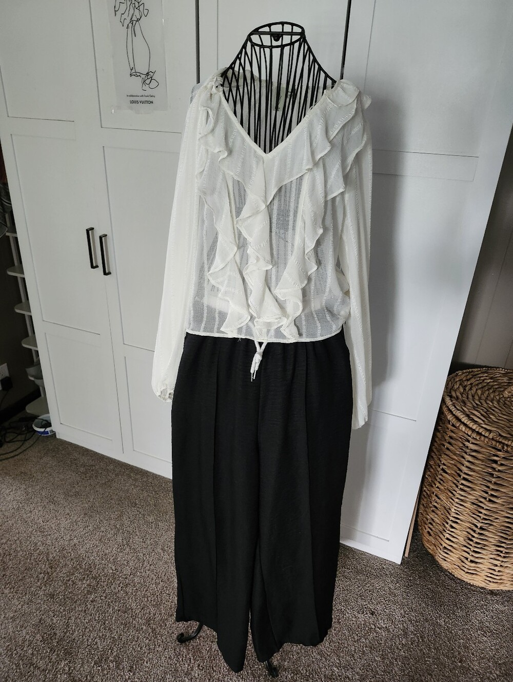 Joie Cream Ruffle Front Sheer Blouse $18